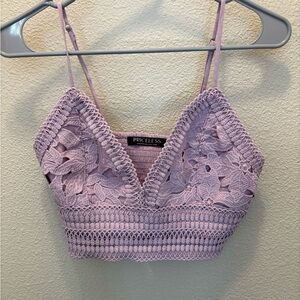 Lavender Crochet Lace Bralette Top